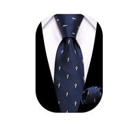 Barry.Wang Cravatta per Ragazzi Cravatta in Seta per Ragazzi Set Pochette, Paisley Quadretti Per Ballo di Fine Anno Festa Business Cerimonia, Blu bianco, Taglia Unica