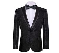 Barry.Wang Giacca da smoking da uomo di lusso con ricamo cachemire casual giacca con risvolto un bottone cappotto da lavoro da sposa, Nero , M