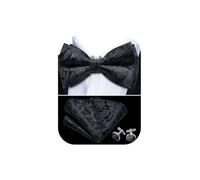 Barry.Wang Set di papillon da uomo, pre-legato, in seta, con chiusura a taschino, per matrimoni, feste formali, Nero , Taglia unica