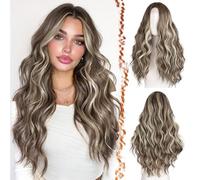 BARSDAR 66cm Sintetici Ondulato Cenere Marrone Biondo Highlights Parrucche | Small Lace Front, Parte Centrale Voluminosa Realistiche Aspetto, Silky Soft,Feste Cosplay Halloween Leggere Ondulato Parrucca