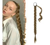 BARSDAR 76cm Lunga Coda di Cavallo Intrecciata con Cravatta Capelli, Dritto Avvolgere Intorno Extension dei Capelli Coda di Cavallo fai da te Naturale Posticci Sintetico Morbidi per le Donne