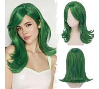 BARSDAR Corto Verde Parrucca, Disgust Costume Parrucca Corto Verde Bob Flip Over Parrucche Aspetto Naturale Sintetico Capelli Parrucche Cosplay Halloween Costumi