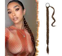 BARSDAR Nastro per coda di cavallo intrecciato lungo 66 cm, treccia dritta avvolta, estensione per capelli, coda di cavallo, fai da te, parrucca naturale, morbida, sintetica per donna