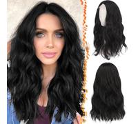 BARSDAR Ondulato Nero Parrucche, 46cm Shoulder Lunghezza Ricci Parrucche per Donna Resistenti al Calore Fibra Naturali Sintetici Capelli Parrucca Quotidiana Uso Cosplay - Naturali Nero