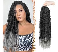 BARSDAR Passion Twist Braiding Capelli, 56cm 8 confezioni Pre-Twisted Passion Twist all'uncinetto Capelli Lunga Ricci Twist Crochet Hair Sintetici Hair Extension Braids per Donne T1B/Grigio