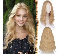 BARSDAR Shoulder Lunghezza Biondo Parrucche, 46cm Ondulato Ricci Parrucca per Donna Capelli Naturali Resistenti al Calore Fibra Sintetici Parrucche Cosplay - Fragola Biondo