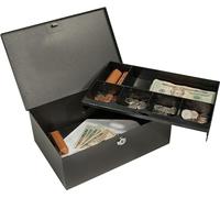 Barska Metal Cash Lock Box for Security Money Bill Storage Organizer, Safe CB11792-Cassetta Porta Contanti e 6 Scomparti con Serratura a Chiave, 43 cm Unisex-Adulto, Nero, M