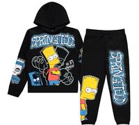 Bart Simpson - Set di abbigliamento per ragazzi con cappuccio e pantaloni della tuta, nero, 4-5