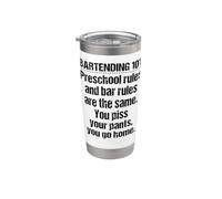 Bartender Bartending 101 Regole Bar Prescolare Nero Bicchiere termico in acciaio inox doppia parete
