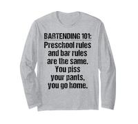 Bartender Bartending 101 Regole Bar Prescolare Nero Maglia a Manica