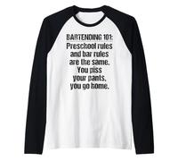 Bartender Bartending 101 Regole Bar Prescolare Nero Maglia con Maniche Raglan