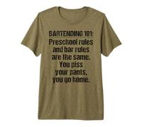 Bartender Bartending 101 Regole Bar Prescolare Nero Maglietta Premium
