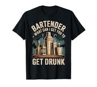 Bartender What Can I Get You To Get Drunk Mixologo |- Maglietta
