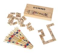 Bartl 101824 - Set di giochi tradizionali Mikado e Domino, in pratica scatola di legno con coperchio scorrevole, 19,5 x 9 x 3 cm