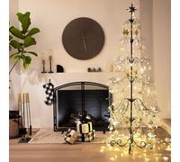 Barton Albero di Natale in metallo da 2 m, con ganci per piccoli oggetti artigianali, in ferro battuto, facile da montare, nero