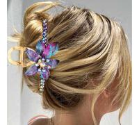 BARTOSI Clip per capelli a forma di fiore in filo di rame blu fatto a mano con strass perline clip per capelli floreale mascella morsetti per capelli accessori per capelli per le donne
