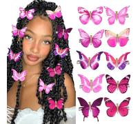 BARTOSI Fermagli per capelli a forma di farfalla rosa, fermagli per capelli a forma di farfalla, graziosi, decorativi, accessori per capelli per donne e ragazze (confezione da 10)