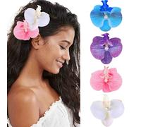 BARTOSI Fermagli per capelli a forma di orchidea con fiore hawaiano, fermagli per capelli a coccodrillo da spiaggia, accessori per lo styling dei capelli, per donne e ragazze (confezione da 4)