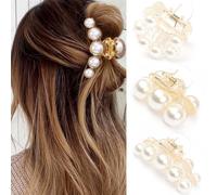 BARTOSI Fermagli per capelli con perle, misura media, piccoli, antiscivolo, accessori per capelli per donne e ragazze (confezione da 3)