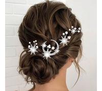 BARTOSI Fermagli per capelli da sposa a forma di stella lunare, con strass, accessori per capelli celesti, per donne e ragazze (confezione da 4)