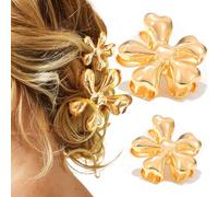 BARTOSI Fermagli per capelli in metallo a forma di fiore, color oro, antiscivolo, accessori per capelli alla moda per donne (confezione da 2)