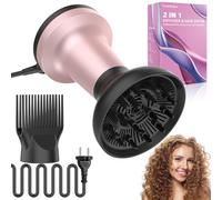 Bartrimber Diffusore per capelli ricci, asciugacapelli ricci professionale 2 in 1, 3 temperature/2 velocità, 1700-2000 W, asciugatura rapida, con diffusore e pettine a plettri larghi, ioni ioni ioni