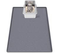 Bartuke Tappetino per lettiere per gatti, tappetino in silicone extra large da 34" x 22" per il controllo della dispersione della lettiera, morbido sulle zampe del gatto, facile da pulire (Grigio)