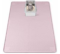 Bartuke Tappetino per lettiere per gatti, tappetino in silicone XXL Extra Large 127 x 89cm per il controllo della dispersione, morbido per le zampe del gatto, facile da pulire (Rosa)