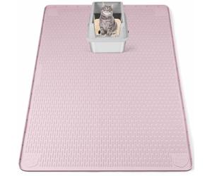 Bartuke Tappetino per lettiere per gatti, tappetino in silicone XXL Extra Large 127 x 89cm per il controllo della dispersione, morbido per le zampe del gatto, facile da pulire (Rosa)