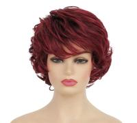 Baruisi Parrucca corta riccia da donna, morbida, sintetica, resistente al calore, parrucca completa, per feste cospaly