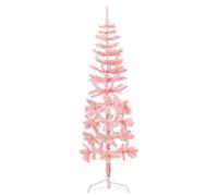BARULUOAKLIFE Albero di Natale Artificiale Sottile a Metà con Supporto Rosa 180 cm, Decorazione Festiva Realistica in PVC per Interni, Struttura Salvaspazio Mezzo Tondo con 246 Punte,