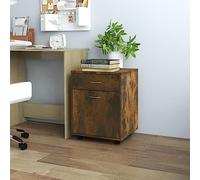 BARULUOAKLIFE Armadietto Rotante in Legno Multistrato con Cassetto e Ruote Bloccabili, Mobile Portadocumenti per Ufficio e Casa, Colore Rovere Fumo 45x38x54 cm