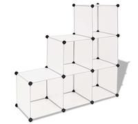 BARULUOAKLIFE Armadio Salvaspazio Multifunzionale con 6 Scomparti Cubo, Scaffale Modulare in Filo di Polipropilene e Cavi Acciaio Cromato, Struttura Compatta 110x37x110 cm