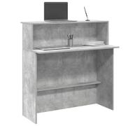 BARULUOAKLIFE Banco Reception Grigio Cemento 100x50x103,5cm Legno Multistrato con Bancone Integrato e Ripiano Archiviazione, Design Versatile per Uffici Hotel Cliniche, Materiale