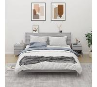 BARULUOAKLIFE Comodino Moderno Grigio Sonoma in Legno Eucalipto Massello e Multistrato, Mobiletto Notte con Ampio Spazio Portaoggetti e Piano Stabile, 40x35x50 cm, 2 Pezzi
