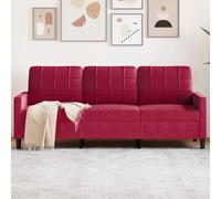 BARULUOAKLIFE Divano a 3 Posti 180 cm in Velluto Rosso Vino, Struttura in Metallo Stabile e Imbottitura in Gommapiuma per Massimo Comfort, Design Moderno e Accattivante per il Soggiorno,