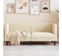 BARULUOAKLIFE Divano Chesterfield a 2 Posti in Similpelle Crema con Schienale e Braccioli Capitonnè, Struttura Stabile e Imbottitura Confortevole per Soggiorno e Salotto, Design Classico