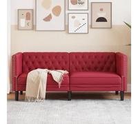 BARULUOAKLIFE Divano Chesterfield a 2 Posti in Similpelle Rosso Vino, Poltrona Moderna con Schienale e Braccioli Capitonnè, Struttura Stabile e Imbottitura Confortevole per Soggiorno,