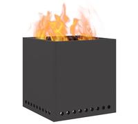 BARULUOAKLIFE Focolare Quadrato a Legna in Acciaio Laminato Freddo Nero Opaco per Esterni 48x48x50 cm - Camino Giardino con Ventilazione Aperta e Resistenza Calore per Serate All'Aperto