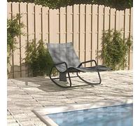 BARULUOAKLIFE Lettino Prendisole in Acciaio e Textilene Grigio con Telaio Stabile e Tessuto Traspirante per Esterni, Sedia a Sdraio con Schienale Curvo e Tasca Laterale, Ideale