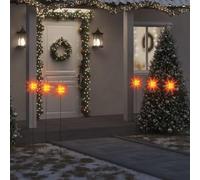 BARULUOAKLIFE Luci Natalizie a Stella con Timer IP44 Impermeabile per Interni ed Esterni, 3 Stelle Rosse LED Bianco Caldo, Decorazione Festiva con 7m Cavo Nero e Picchetti