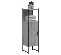 BARULUOAKLIFE Mobile Bagno Grigio Sonoma con Ripiano, Scaffale in Acciaio e Legno Multistrato 33x33x120.5 cm per Sapone, Shampoo, Dentifricio, Risparmio Spazio, Design