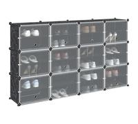 BARULUOAKLIFE Organizzatore Cubi Modulare Nero in Polipropilene con Pannelli Divisori e Sportelli - 55 Pannelli, 12 Ante, 40 Connettori per Armadio Personalizzato, Facile