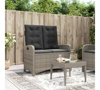 BARULUOAKLIFE Panca da Giardino Reclinabile Grigio con Cuscini Grigio Scuro Sfoderabili, Seduta in Rattan PE e Struttura in Acciaio Verniciato a Polvere, Regolabile e Resistente alle