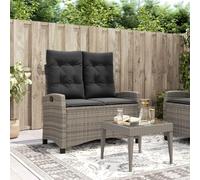 BARULUOAKLIFE Panca da Giardino Reclinabile Grigio con Cuscini Grigio Scuro Sfoderabili, Seduta Regolabile in Rattan PE e Struttura in Acciaio Verniciato a Polvere, per Esterni Comodo