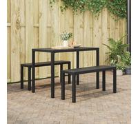 BARULUOAKLIFE Panchina da Esterno Moderna in Metallo e Legno Nero per Giardino Patio Balcone, Resistente alle Intemperie e Facile Montaggio, Capacità 6 Persone 300 kg, Design Rettangolare