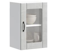 BARULUOAKLIFE Pensile da Cucina a Parete Lucca in Legno Multistrato e Vetro Grigio Cemento 40x31x60 cm con Ante in Vetro per Conservazione e Organizzazione Cucina, Mobile Sospeso con Ampio
