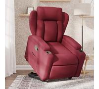 BARULUOAKLIFE Poltrona Alzapersona Reclinabile Elettrica con Sollevamento Automatico e Schienale Manuale, Tessuto Rosso Vino, Portabicchieri e Tasca Laterale, Struttura Stabile in Legno