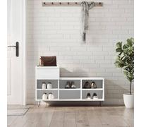 BARULUOAKLIFE Scarpiera Moderna in Legno Multistrato con 6 Scomparti e Cassetto Regolabile, Struttura Bianca e Gambe in Metallo per Organizzazione Calzature, Mobile