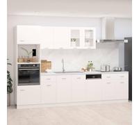 BARULUOAKLIFE Set Cucina 7 Pezzi Lyon Colore Bianco con Mobile Microonde e Vetrina Pensile, Mobili da Cucina con Ampio Spazio di Archiviazione, Design Compatto per Ottimizzazione Spazi,